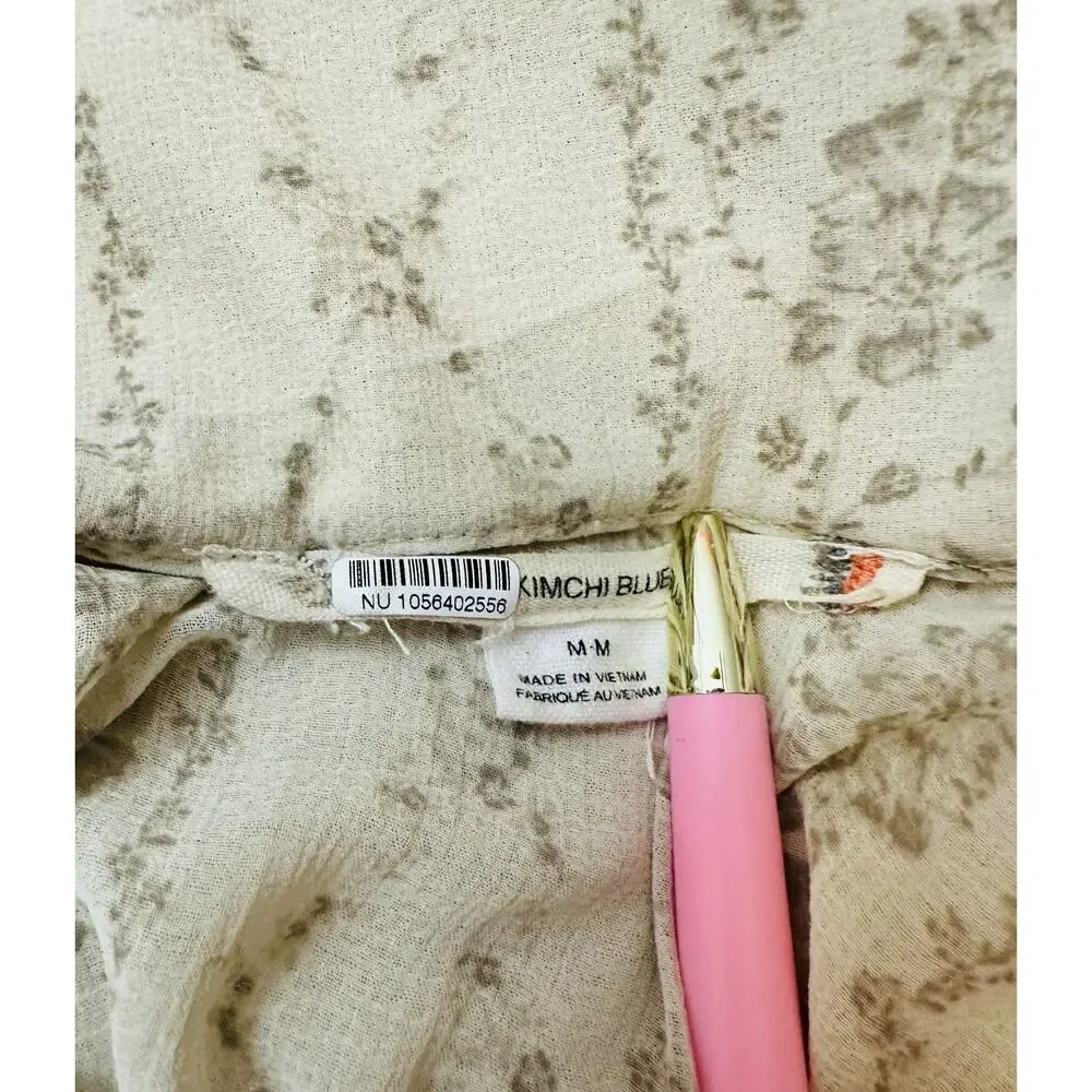 Kimchi Blue Lonnie Smocked Long Sleeve Mini Dress Medium Boho Cottage Core - Picture 6 of 10